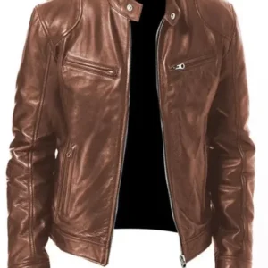 Biker Casual Zipper Leather Jacket