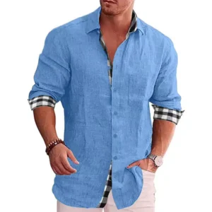 Gentleman Paneled Casual Buttons Pocket Line Shirt