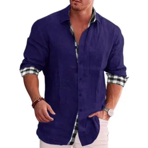 Gentleman Paneled Casual Buttons Pocket Line Shirt