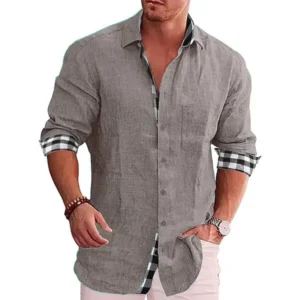 Gentleman Paneled Casual Buttons Pocket Line Shirt