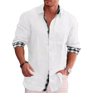 Gentleman Paneled Casual Buttons Pocket Line Shirt