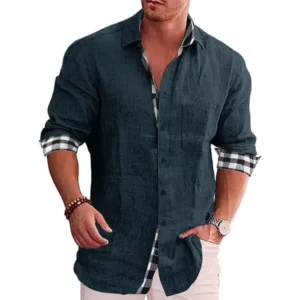 Gentleman Paneled Casual Buttons Pocket Line Shirt