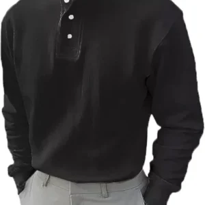 Gentleman’s Simple Basic Stand-up Collar Long-sleeved Polo Shirt