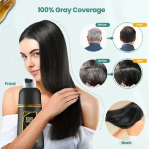 The New-Black Hair Dye Shampoo Instant 3 in 1-100% Black Coverage