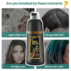 The New-Black Hair Dye Shampoo Instant 3 in 1-100% Black Coverage